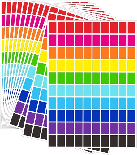 YSHIHE Etiquetas de Color 2500 Piezas - 10 Etiquetas Adhesivas de Color 1/2" x 3/4" Etiqueta de Precio para Pestañas de Carpeta, Venta de Garaje,