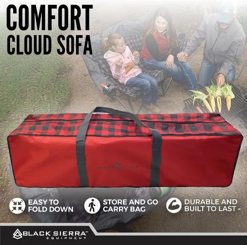 Miniatura 9 de Silla de camping doble Black Sierra para adultos, sillón plegable de gran tamaño con soporte de 600 libras, sofá exterior mullido y acolchado