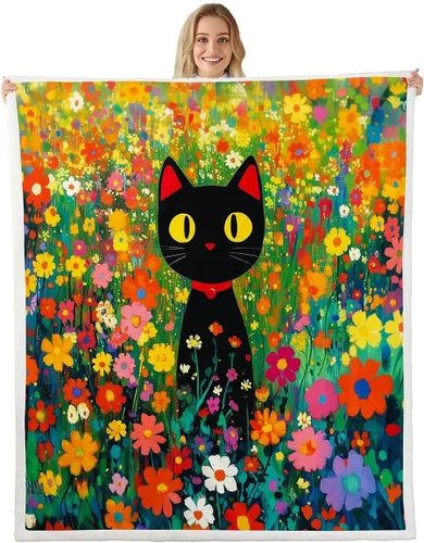 Miniatura 12 de Manta de perro salchicha de dibujos animados, bonita manta de felpa para decoración de sala de estar, flores de jardín en acuarela, sofá, cama