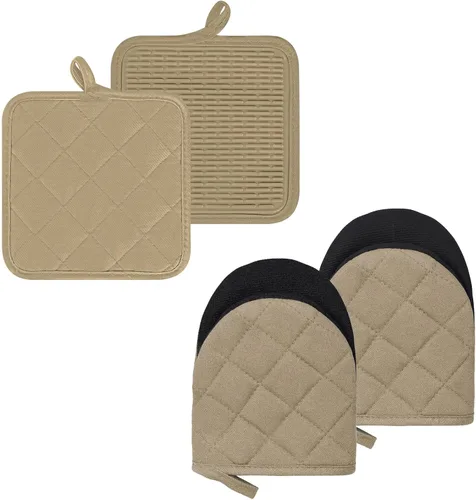 Miniatura 34 de 1 par de manoplas cortas para horno, guantes de silicona resistentes al calor para cocina, mini guantes de horno para 500 grados, superficies
