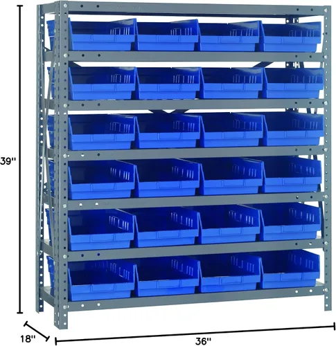 Miniatura 392 de Quantum QSBU-245BK Heavy Duty Shelving Unit with (7) Shelves and (24) QUS245 Black Bins for Garage Warehouse Storage Distribution 400 lb Load