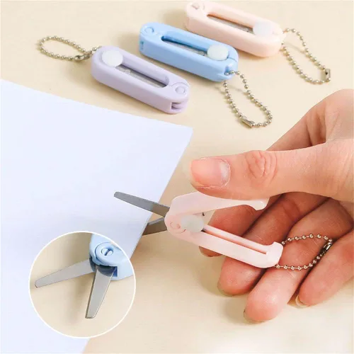 Miniatura 7 de Morandi Mini tijeras portátiles con llavero plegable de bolsillo tijeras de viaje para cortar, álbumes de recortes, manualidades, costura (blanco)