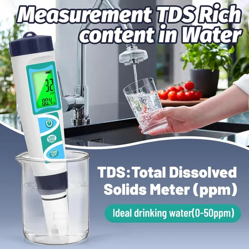 Miniatura 3 de Probador de agua de hidrógeno Medidor de pH para agua potable pH multifuncional H2 ORP TDS EC Probador de temperatura de precisión Probador