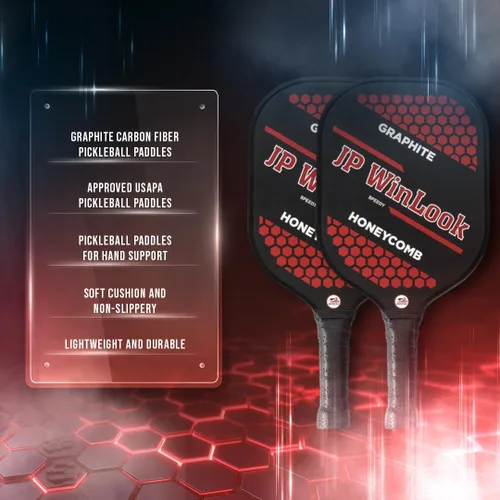 Miniatura 4 de JPWinLook - Juego de palas de pickleball de alta calidad, paleta de pickleball de fibra de carbono de grafito, paletas de pickleball aprobadas por