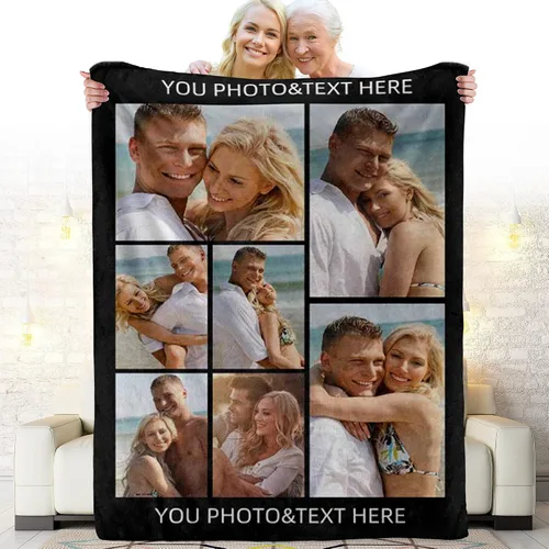 Miniatura 10 de Manta de fotos personalizada, manta con fotos personalizadas, manta personalizada, imprime tus propias fotos y texto en manta para cumpleaños