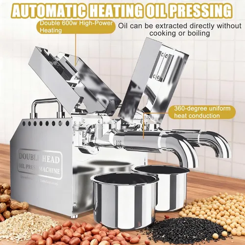 Miniatura 3 de Máquina de prensa de aceite eléctrica mejorada 2026, extractor de aceite automático, motor dual de 1200 W, rendimiento del 99% y continuo de 24