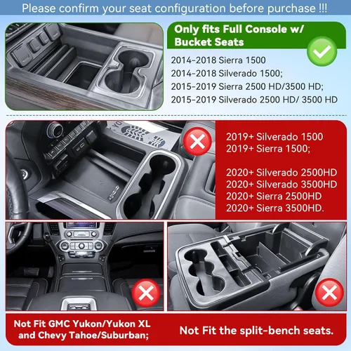 Miniatura 2 de EDBETOS Bandeja Organizadora de Consola Central Compatible con Accesorios Chevy Silverado/GMC Sierra 1500 2014-2018 2015-2019 Silverado/Sierra