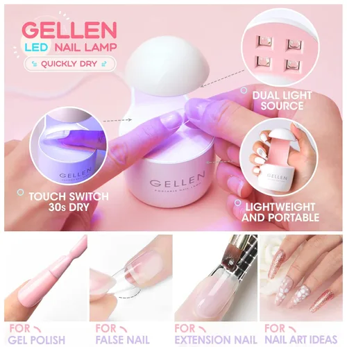Miniatura 6 de Gellen kit de extensión de uñas en gel, kit de uñas en gel con 240 puntas de almendra, pegamento UV 3 en 1 para puntas de uñas, dehidratador