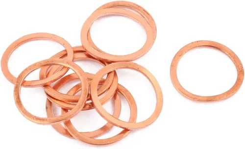 Miniatura 5 de uxcell 10pcs 0.236 in x 0.394 in x 0.039 in anillo plano de cobre aplastamiento arandela sellado junta sujetador
