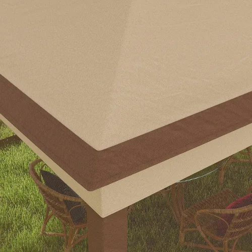 Miniatura 8 de Outsunny 11' x 11' Carpa desplegable de toldo, refugio para patio al aire libre con mosquitero con cremallera extraíble, carpa instantánea para Caqui