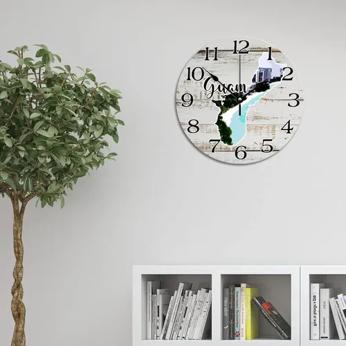 Miniatura 4 de Guam Map - Reloj de pared de viaje con paisaje urbano de Guam, atracciones turísticas, relojes de pared grandes de 12 pulgadas, funciona