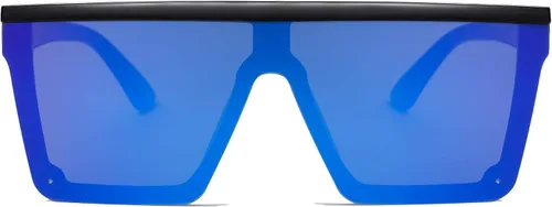 Miniatura 3 de SOJOS SJ2117 - Gafas de sol cuadradas grandes para mujer marco grueso parte superior plana con espejo lentes siamesas tamaño más grande