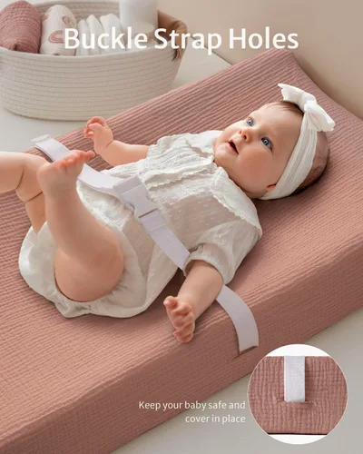 Miniatura 4 de Blissful Diary Funda de muselina para cambiador de pañales para bebés, algodón ultrasuave y transpirable, 2