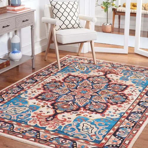 Miniatura 28 de SAFAVIEH Riviera Collection - Alfombra lavable de 2 pies 2 pulgadas x 9 pies, beige y carbón, antideslizante y fácil de limpiar, ideal para sala