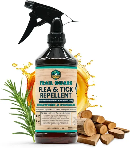 Trail Guard - Aerosol natural extra fuerte para insectos, pulgas y garrapatas para perros, gatos, personas y hogar (16 onzas, madera de cedro y