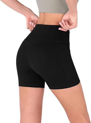 Miniatura 3 de ODODOS Pantalones cortos de yoga con cintura cruzada de 5 pulgadas para mujer, pantalones cortos de entrenamiento para correr