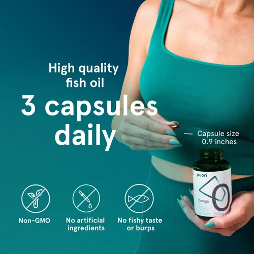 Miniatura 5 de Puori Suplemento de aceite de pescado Omega 3 – Aceite de pescado capturado salvaje ultra puro y sin eructos con 2000 mg de ácidos grasos Omega 3