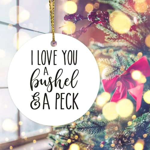 Miniatura 4 de Adorno de Navidad con texto en inglés "I Love You A Bushel & A Peck", adornos conmemorativos personalizados, adornos conmemorativos tradicionales