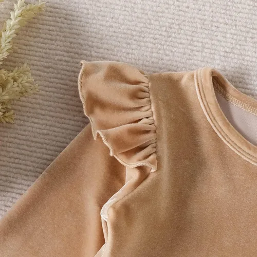 Miniatura 4 de IMEKIS Vestido de terciopelo de Navidad para niñas pequeñas, vestido de fiesta para bebés, otoño, invierno, volantes, manga larga, vestido de noche