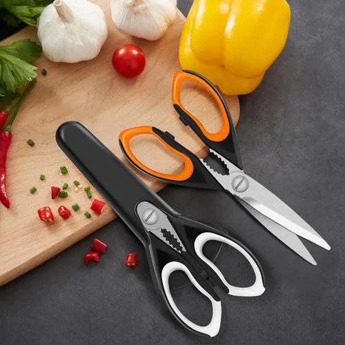 Miniatura 7 de Juego de 2 tijeras de cocina afiladas con soporte magnético, tijeras de cocina resistentes, tijeras de carne, tijeras multifuncionales de acero 2