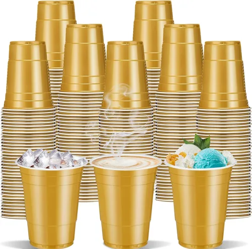 Miniatura 22 de 120 piezas 16 onzas Vasos de plástico amarillos para Acción de Gracias Vasos desechables de plástico amarillos Vasos de fiesta para beber