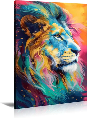 Miniatura 8 de LYUNSHUO Lienzo decorativo para pared, diseño de león y leona, animales en blanco y negro, imágenes de pareja, pintura abstracta de vida silvestre