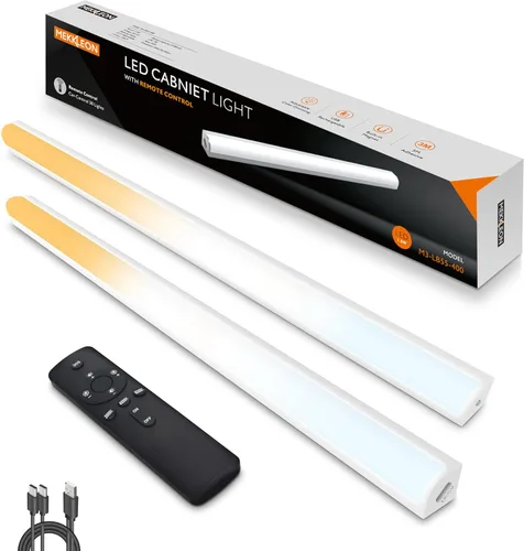 Miniatura 11 de Luces debajo del gabinete con control remoto, luces de clóset magnéticas y regulables, luz de tienda LED inalámbrica recargable por USB, luces