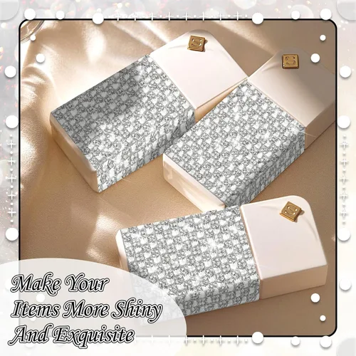 Miniatura 4 de FULZTEY Rollo de cinta de diamantes de imitación de 3 yardas, tira de diamantes de imitación de vidrio blanco para manualidades, cinta de cristal