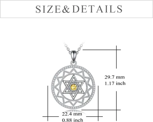 Miniatura 27 de YFN Collar de estrella de David de plata de ley, concha de abulón, árbol de la vida, joyería judía, regalos para mujeres y hombres