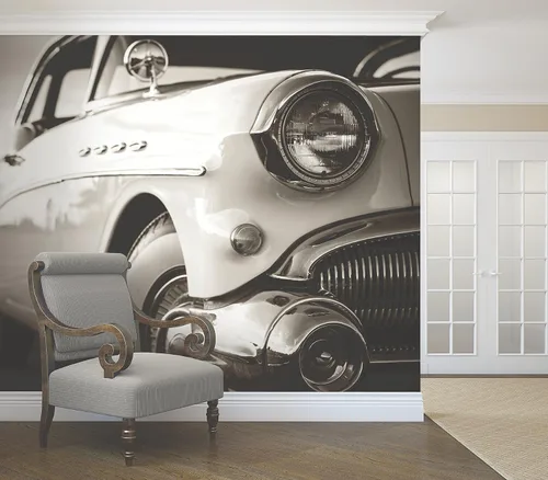 Miniatura 2 de WR50541 - Mural de pared para coche clásico, color blanco