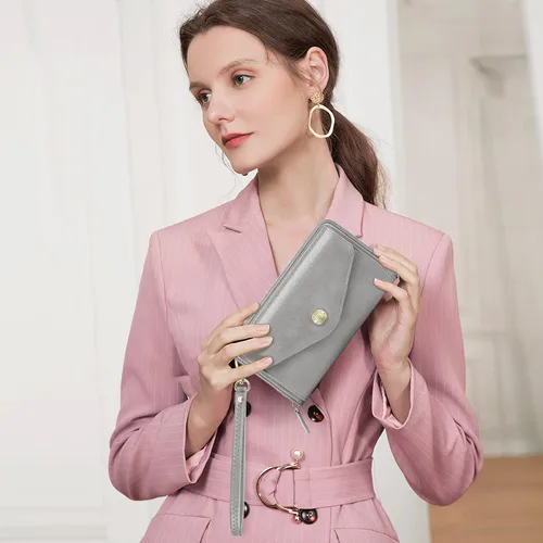 Miniatura 6 de Peacocktion Cartera para mujer con RFID, cartera cruzada de gran capacidad, 2 correas
