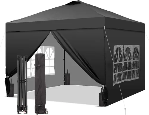 Miniatura 15 de GDY Tienda de campaña desplegable de 10 x 10 pies, gazebo para exteriores con 4 bolsas de arena, toldo fácil de instalar con 3 alturas ajustables