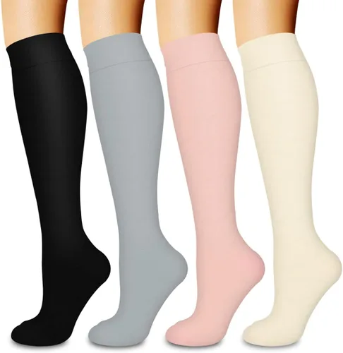 Miniatura 9 de COOLOVER 4 Pairs Compression Socks for Women & Men Circulation 15-20mmHg -Best Support for Nursing, Athletic, Cycling, Flight