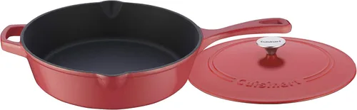 Miniatura 4 de Cuisinart Hierro fundido, rosa peonía, 12 pulgadas, freidora de pollo Rosa (Peony Pink)