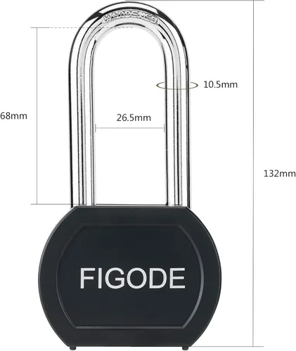 Miniatura 6 de FIGODE Candado de acero sólido cubierto negro con llave, cerradura resistente de alta seguridad, 2-3/4 pulgadas de ancho, grillete de acero