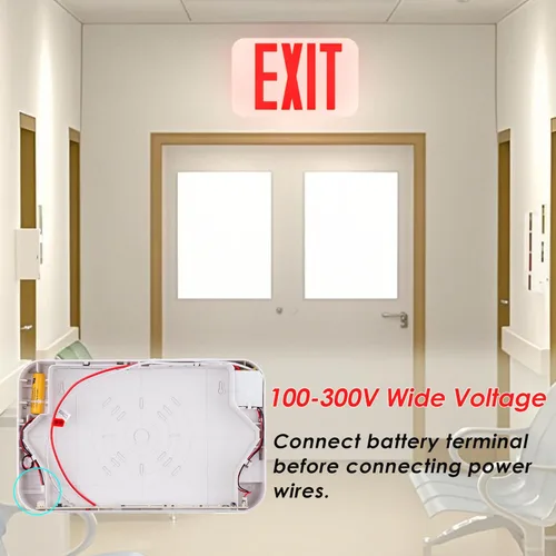 Miniatura 5 de LIT-PaTH Letrero LED de salida, luz de salida de emergencia con baterías de respaldo, doble cara, iluminación de salida de letra roja estándar