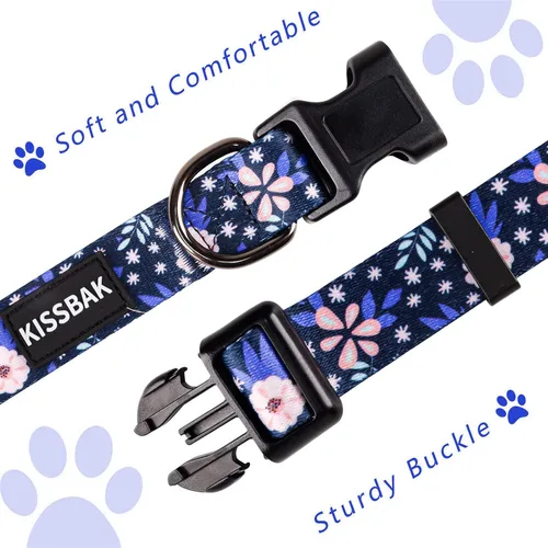 Miniatura 5 de Collar de perro para perros pequeños – Diseño especial lindo collar para perro hembra, suave, ajustable, elegante, floral, perrita S, flor de piña