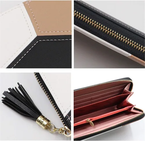 Miniatura 4 de Cartera larga de piel sintética para mujer, con múltiples ranuras para tarjetas y compartimento espacioso