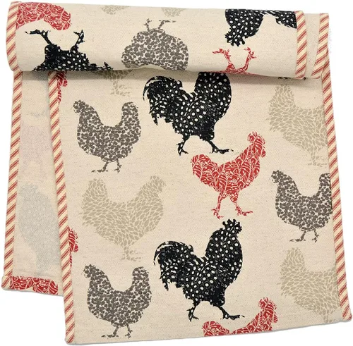 Miniatura 9 de Rifton Red Rooster Charger-Center - Juego de dos manteles individuales redondos