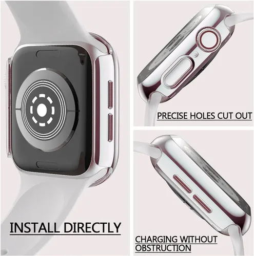 Miniatura 5 de Paquete de 2 fundas de vidrio templado de 1.77 pulgadas compatibles con Apple Watch Series 8 7 fundas protectoras de pantalla de vidrio templado