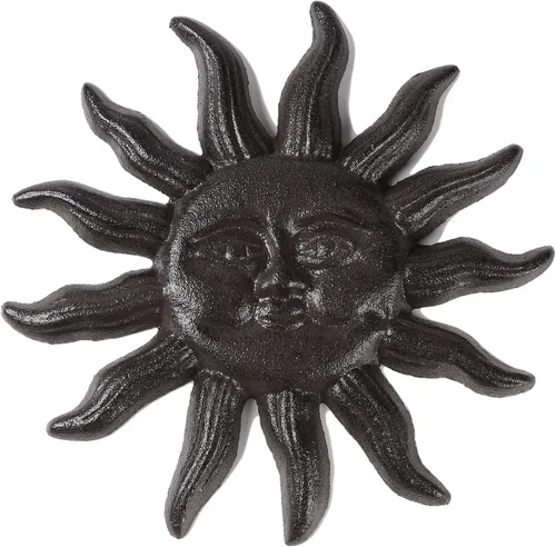 BRASSTAR Hierro fundido 7.9 '' Sun Face Wall Decor Sun Art Escultura Colgante de pared para el hogar Jardín Casa Patio Tienda TQGJPT503