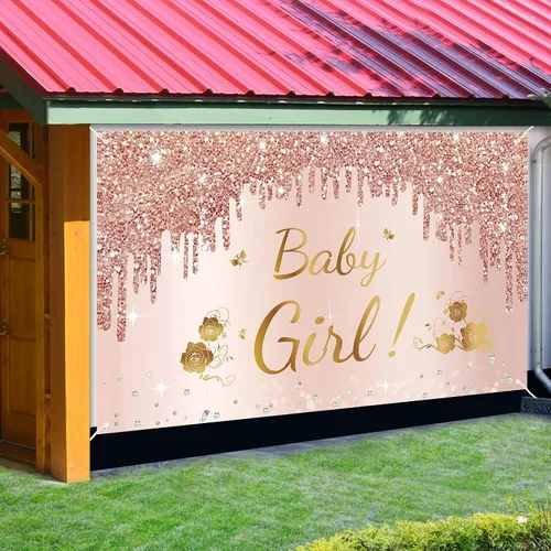 Miniatura 4 de Decoración de baby shower, pancarta para niña, fondo de fiesta de baby shower, fondo de fiesta de baby shower, fondo de fotomatón de fondo rosa