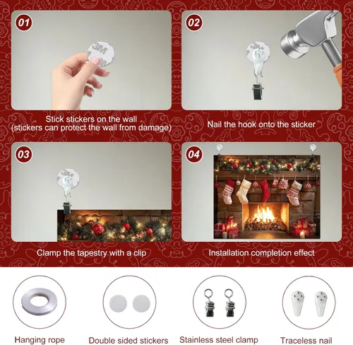 Miniatura 8 de BlissYard Pancarta de Fondo de Navidad de 8 x 6 pies Papá Noel Trineo Reno Feliz Navidad Árbol Muñeco de Nieve Regalos País de las Maravillas