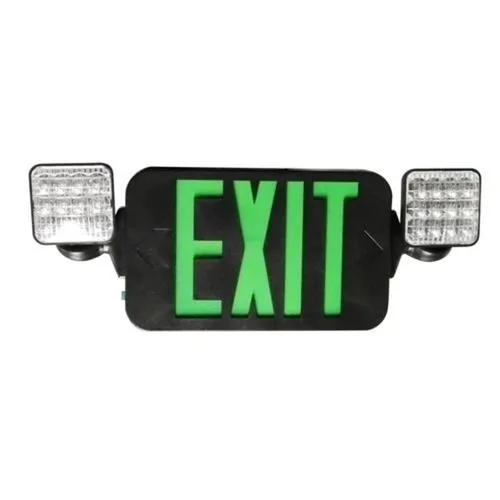 Morris Products Luz de emergencia de salida LED de cabeza cuadrada – Alto rendimiento, color LED verde, carcasa negra – 76 lúmenes, lámparas de
