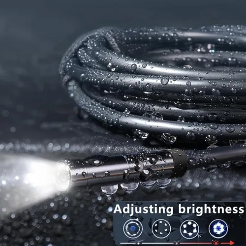 Miniatura 4 de Cámara endoscopio JSE con luz, boroscopio impermeable de 16.4 pies 1920P HD, cable semirrígido, cámara serpiente de inspección con 8 luces LED
