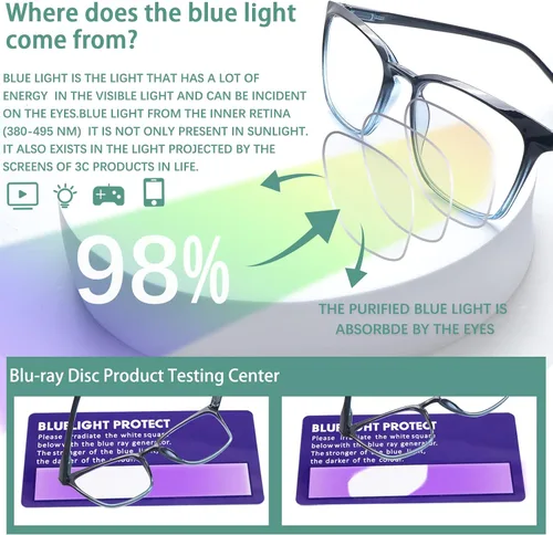 Miniatura 3 de COJWIS 3 packs Progressive Multifocus Reading Glasses for Women Blue Light Blocking Reading Glasses Spring Hinge Readers