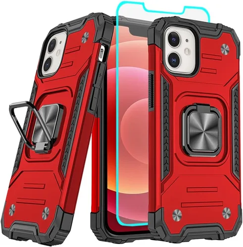 Miniatura 14 de HNHYGETE Funda para iPhone 12 / iPhone 12 Pro con protector de pantalla: [grado militar de 20 pies probada en caídas] anillo a prueba de golpes