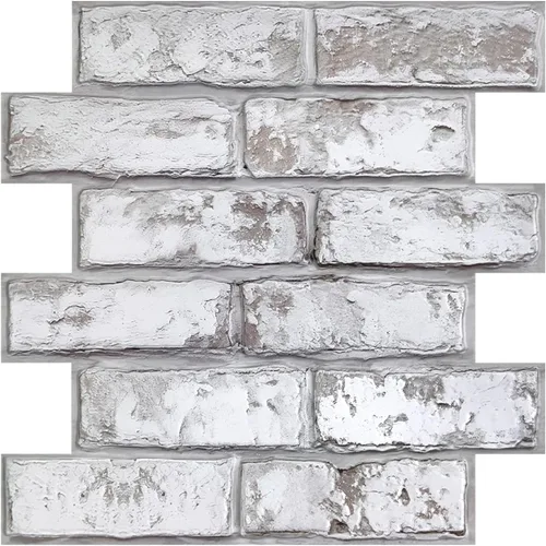 Miniatura 16 de COMSTICKC Paneles de pared de ladrillo sintético 3D para despegar y pegar, 10 piezas de 12 x 12 pulgadas, ladrillos pequeños blancos, papel tapiz