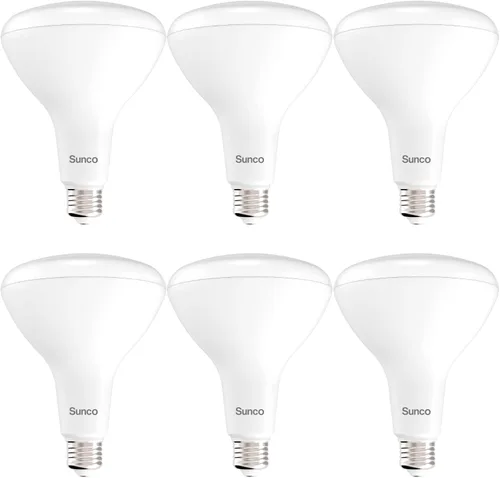 Sunco 6 Pack BR40 - Bombillas LED, focos de inundación para interiores, bombilla de luz empotrable en casquillo, 1400 LM, 17W (equivalente a 100W),