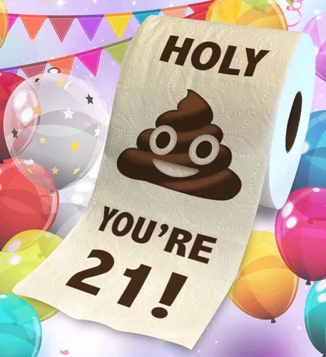 Miniatura 2 de Printed TP Papel higiénico de regalo de cumpleaños 21 – Holy You're 21 Bday Party Funny Birthday Gag Gift Broma papel higiénico, novedad única 21